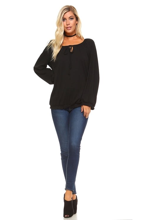 Women's Long Sleeve Solid Blouse Top