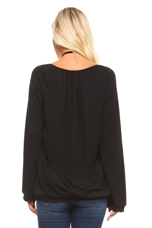 Women's Long Sleeve Solid Blouse Top