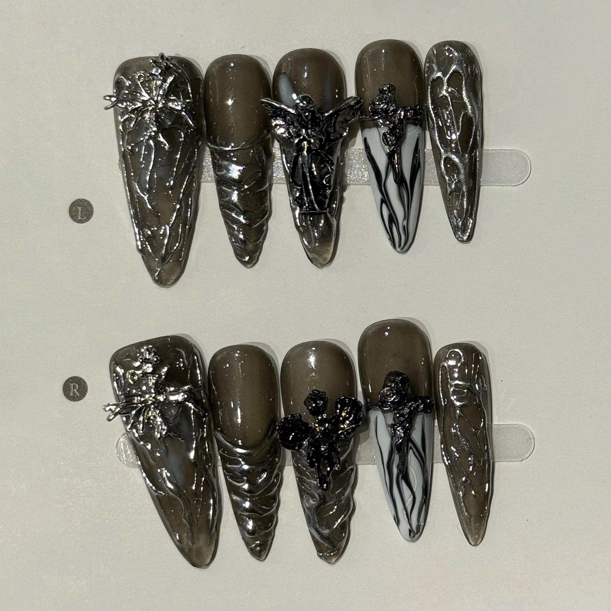 Long Y2K Stiletto Press on Gothic Alt Nails