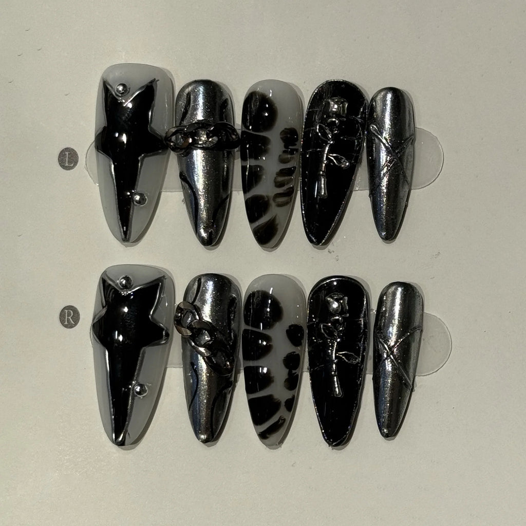 Long Y2K Stiletto Press on Gothic Alt Nails