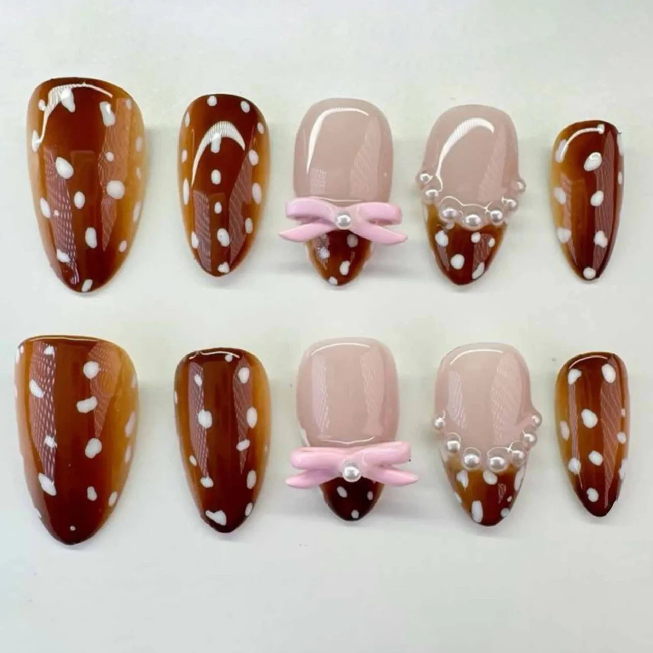 Pink Flower Almond Kawaii Press on Nails