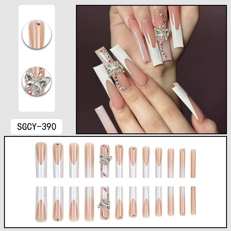 Ultra Long Extravagant Diamond Glossy Press On Nails