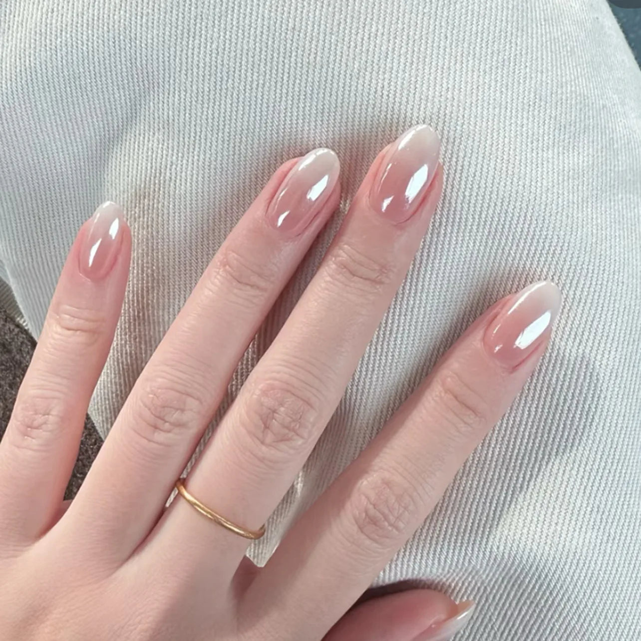 Metallic Cat Eye Sheer Manicure Art Textured 3D Acrylic Almond Medium Press on Nails