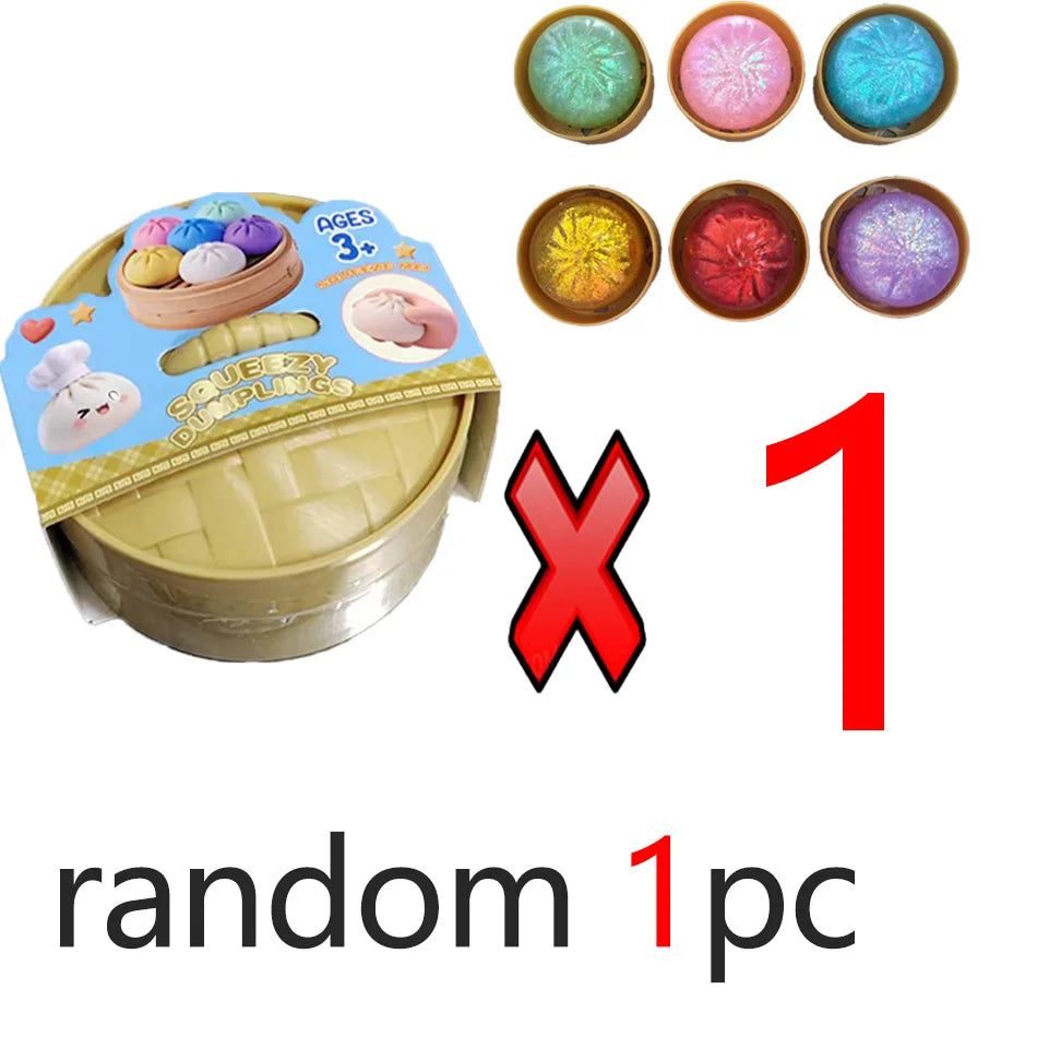 Mystery Random Dumpling Squishies Cute Colorful Bun Toy Stress Relief Fidget