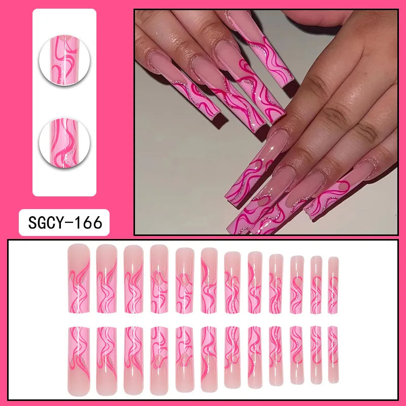 Ultra Long Extravagant Diamond Glossy Press On Nails