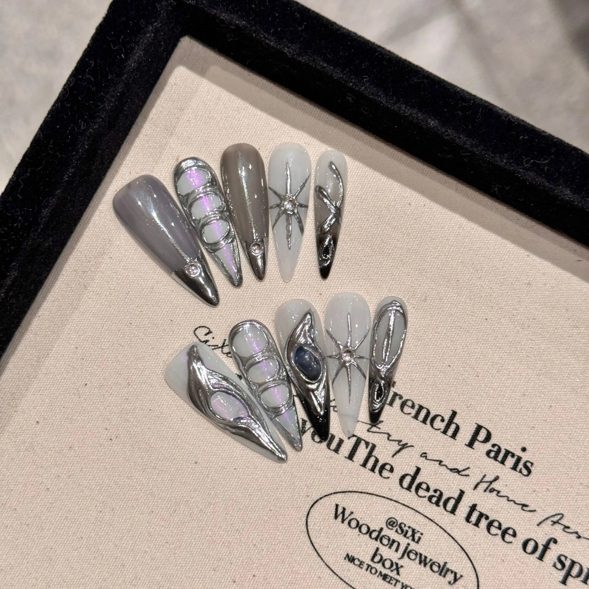 Long Y2K Stiletto Press on Gothic Alt Nails