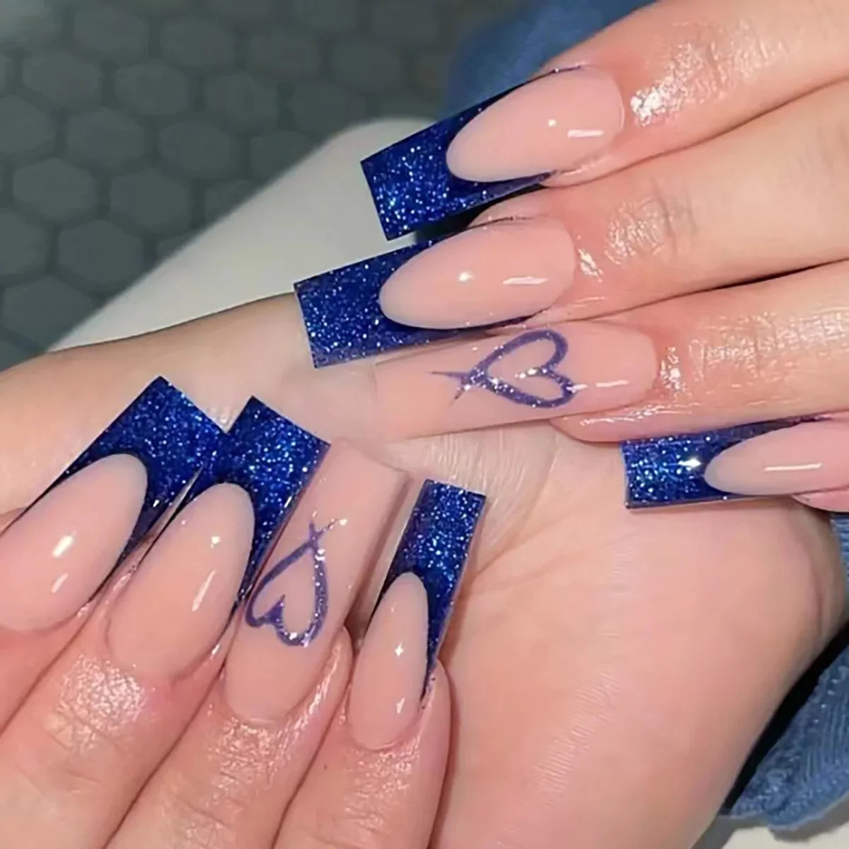 Long Square Press on Charm Nails Durable Wear