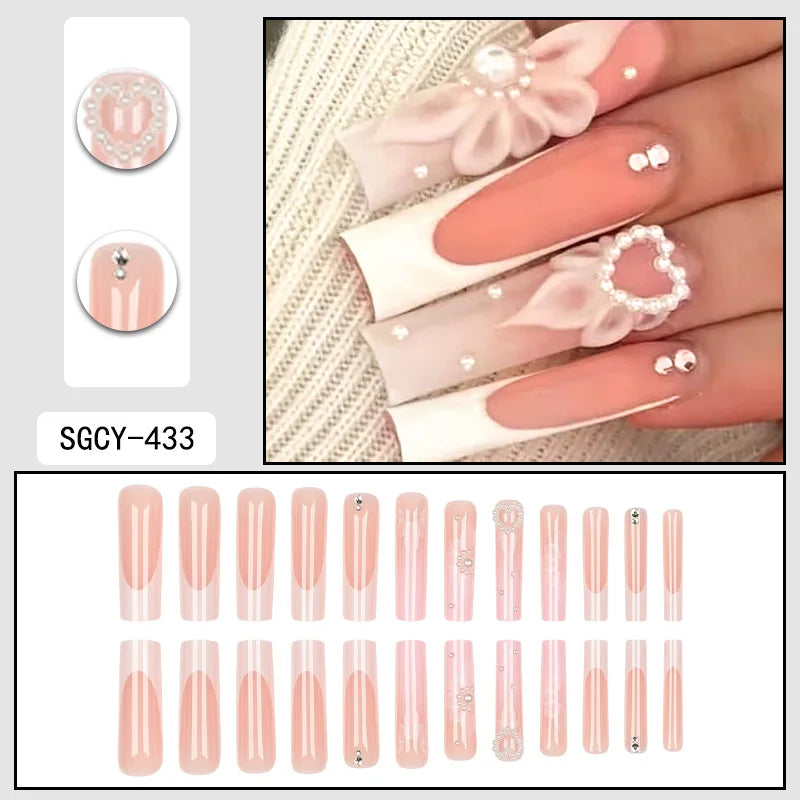 Ultra Long Extravagant Diamond Glossy Press On Nails