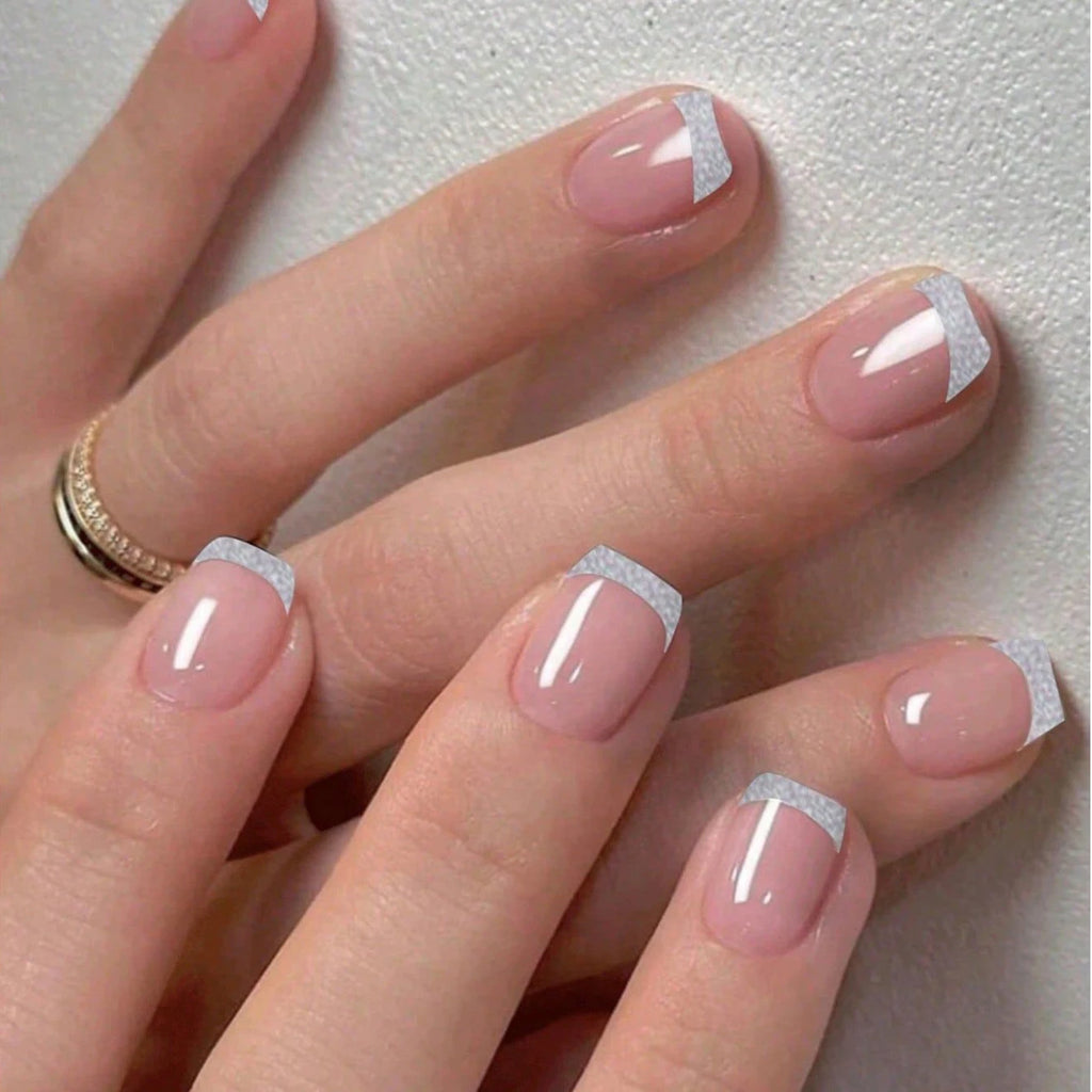 Square French Tip Y2K Press on Nails