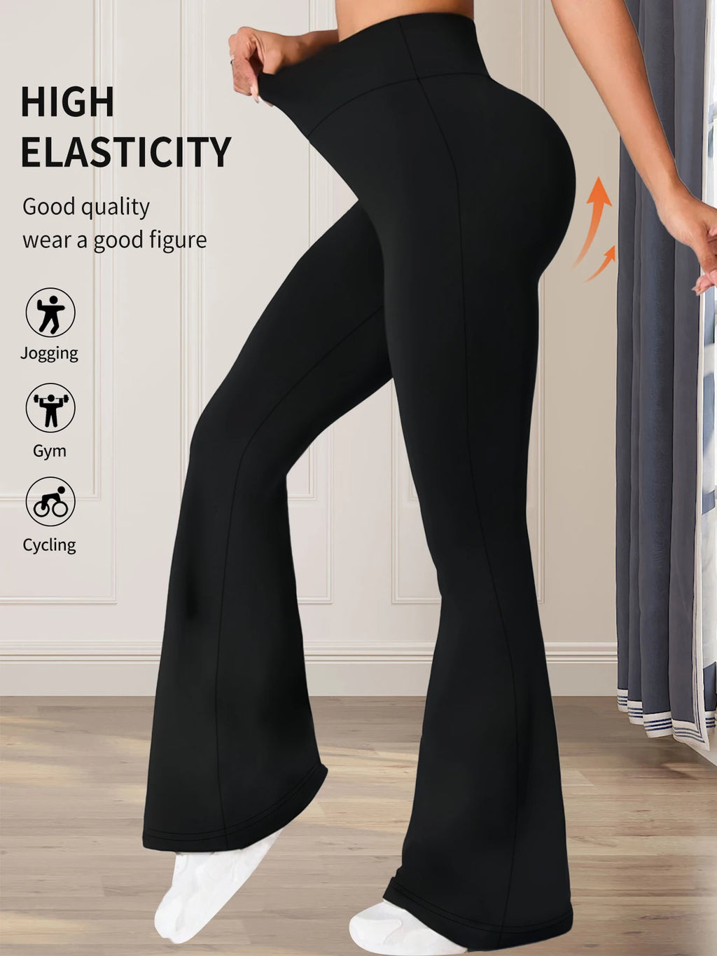 Women's spring and summer high waisted tight fitting flared pants