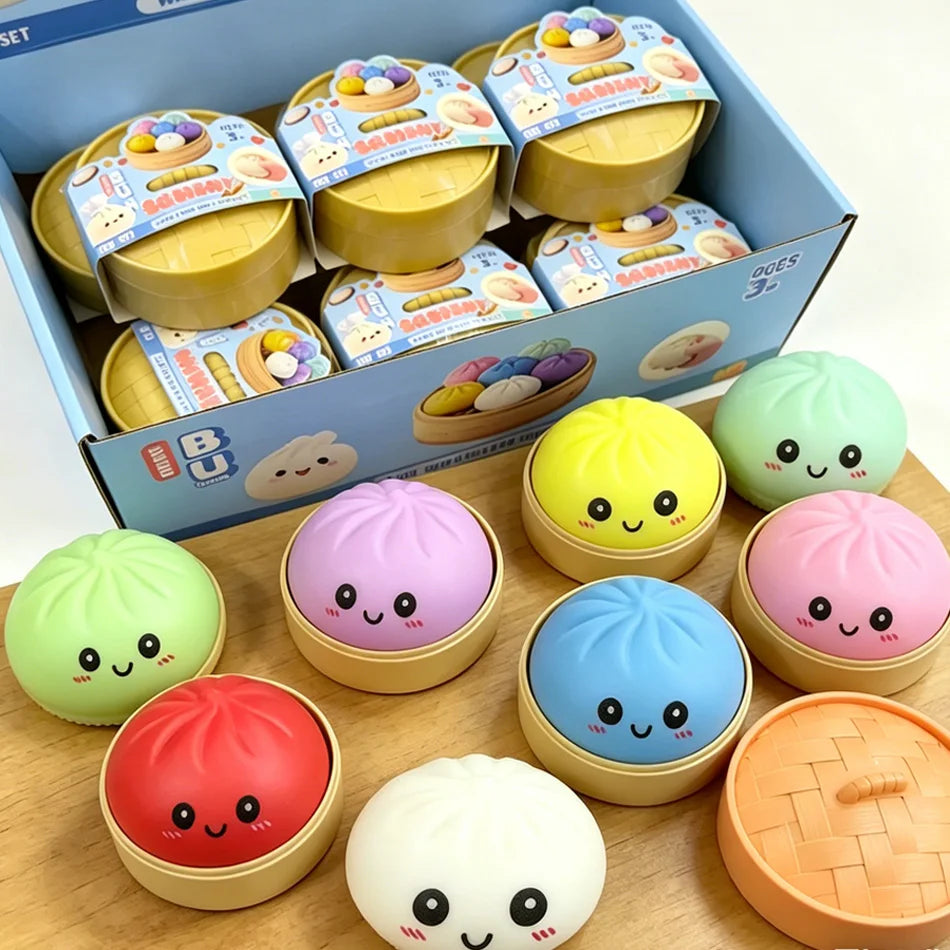 Mystery Random Dumpling Squishies Cute Colorful Bun Toy Stress Relief Fidget
