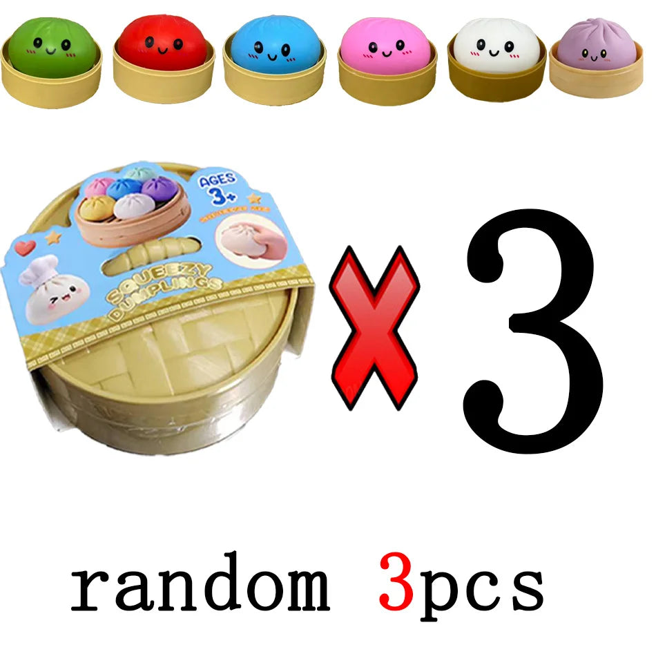 Mystery Random Dumpling Squishies Cute Colorful Bun Toy Stress Relief Fidget