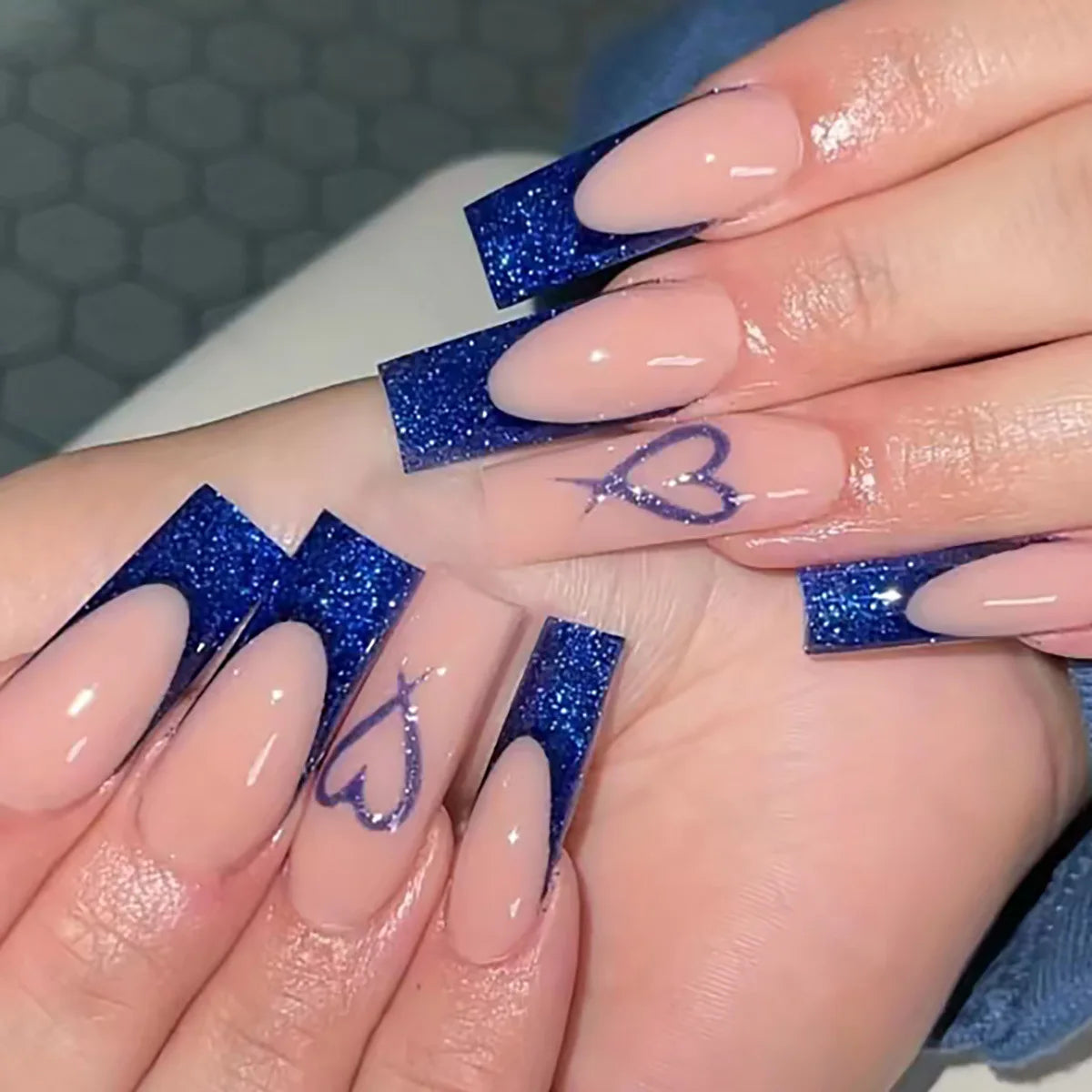 Long Square Press on Charm Nails Durable Wear