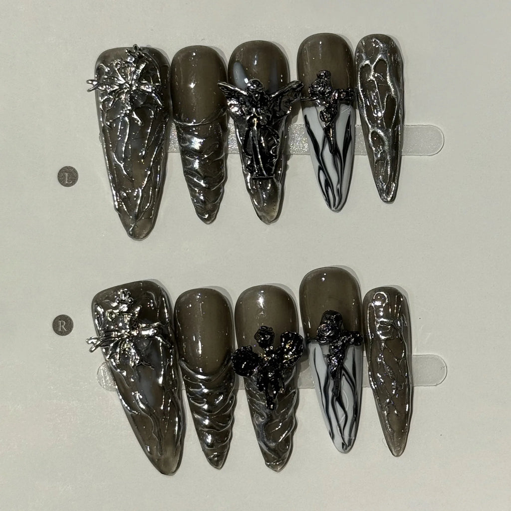 Long Y2K Stiletto Press on Gothic Alt Nails