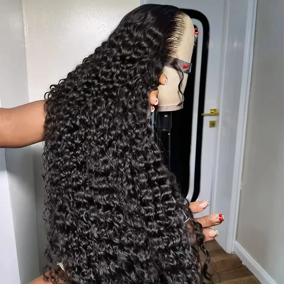 Curly Deep Water Wave Human Hair Hd Lace Wigs 30 inch