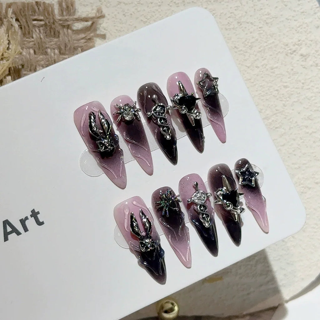 Long Y2K Stiletto Press on Gothic Alt Nails