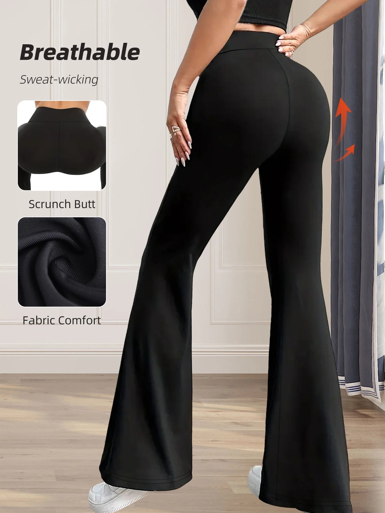 Women's spring and summer high waisted tight fitting flared pants