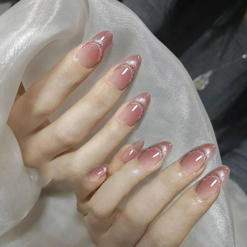 Pink Flower Almond Kawaii Press on Nails