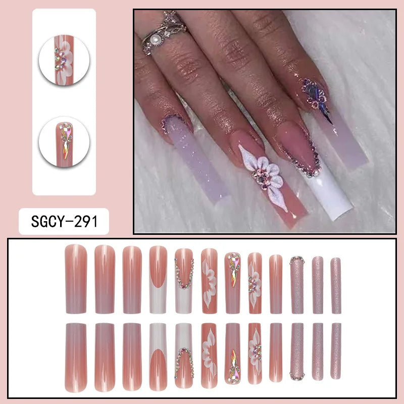 Ultra Long Extravagant Diamond Glossy Press On Nails