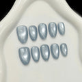 Handmade Glass Bead Cat Eyes Press on Nails