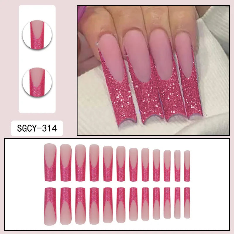 Ultra Long Extravagant Diamond Glossy Press On Nails