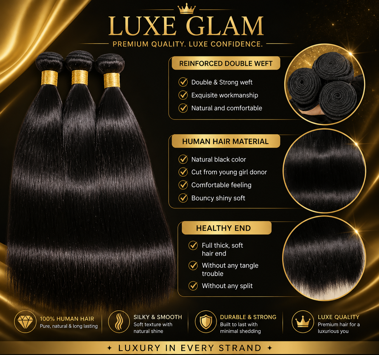 Silky Straight Human Hair Brazilian Remy Bundles