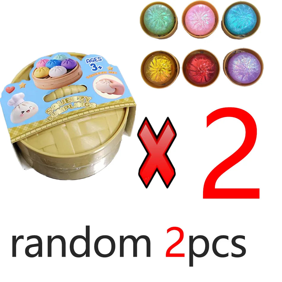 Mystery Random Dumpling Squishies Cute Colorful Bun Toy Stress Relief Fidget