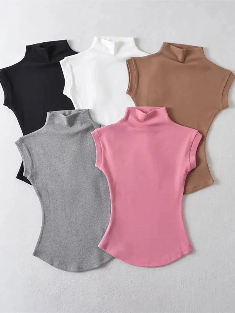 Women’s Sleeveless Mock Neck Top
