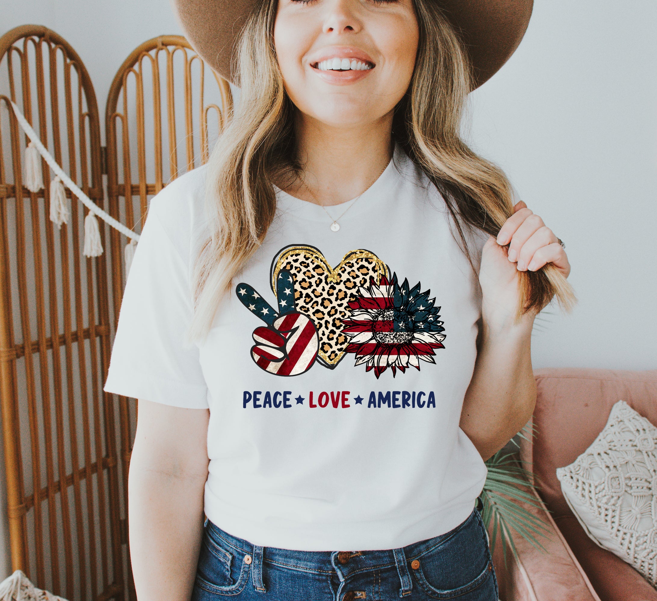 Peace Love America 4th Of July T-shirt